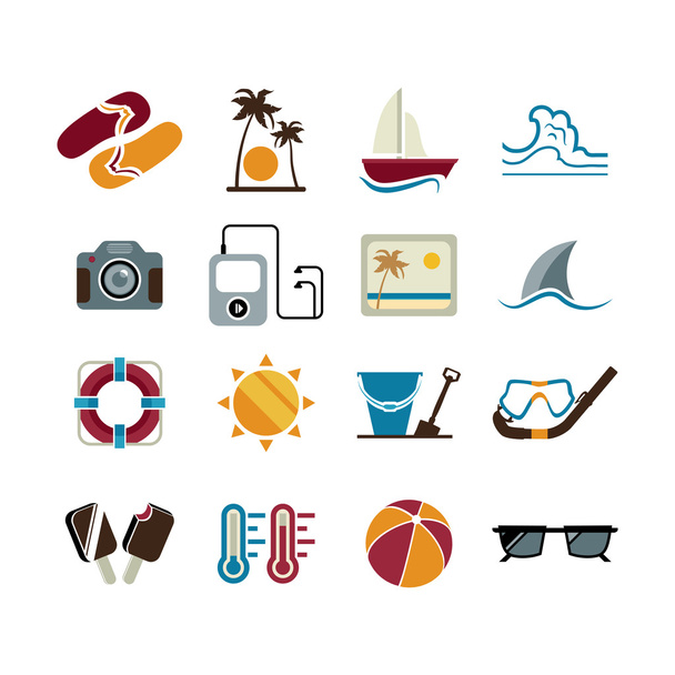 Set of beach icons - Vector, Image