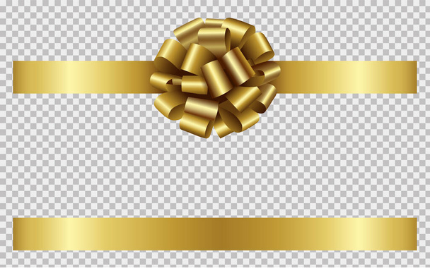 gold ribbon with bow - Vector, Image