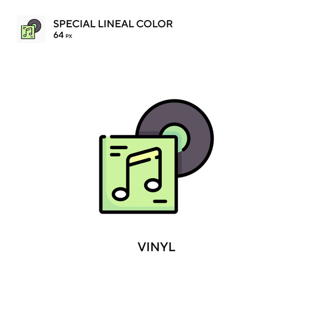 Vinyl Ícone de cor linear especial. Modelo de design de símbolo de ilustração para elemento web mobile UI. - Vetor, Imagem