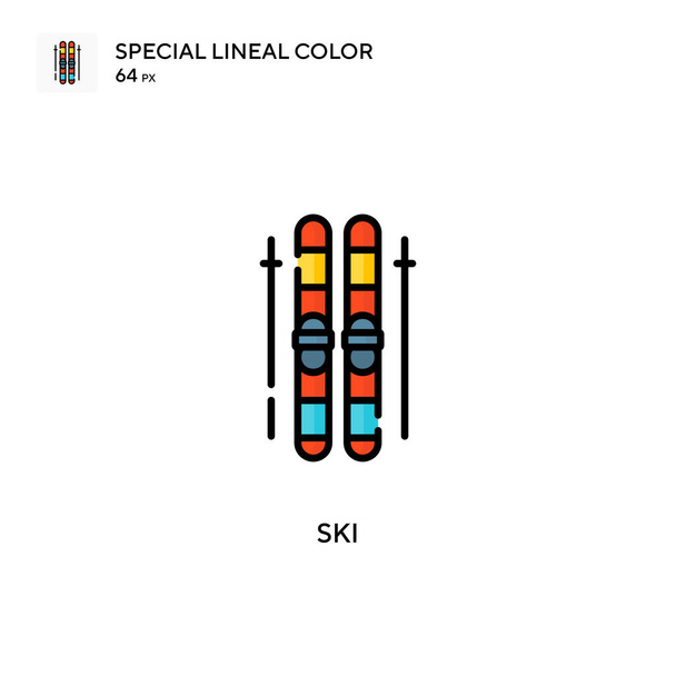 Ειδική lineal εικονίδιο χρώμα σκι. Πρότυπο σχεδίασης συμβόλων εικονογράφησης για κινητό στοιχείο UI web. - Διάνυσμα, εικόνα