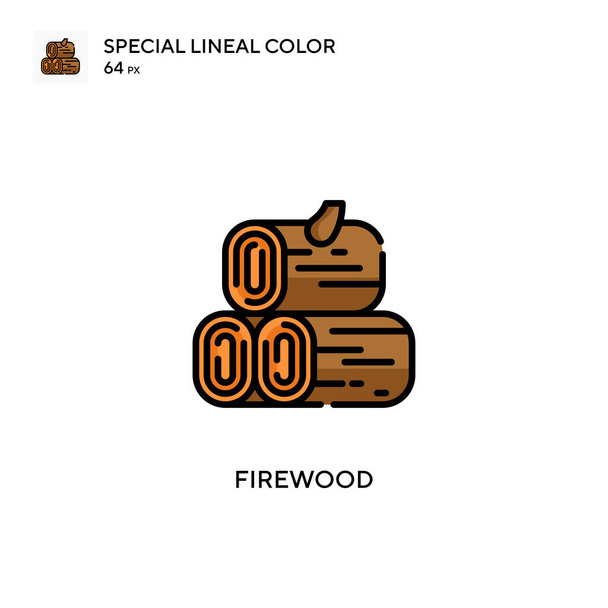 Firewood特殊線色アイコン。WebモバイルUI要素のイラストシンボルデザインテンプレート. - ベクター画像