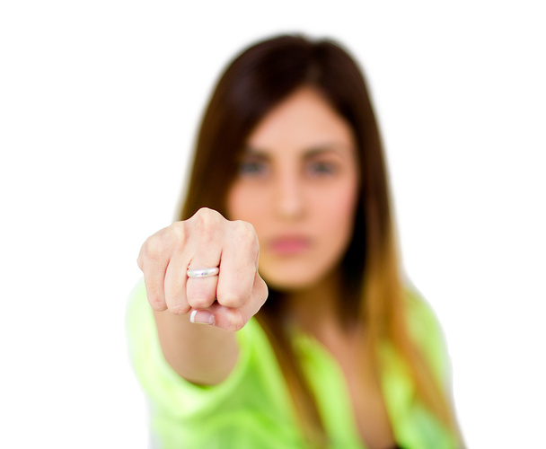 woman with closed fist - 写真・画像