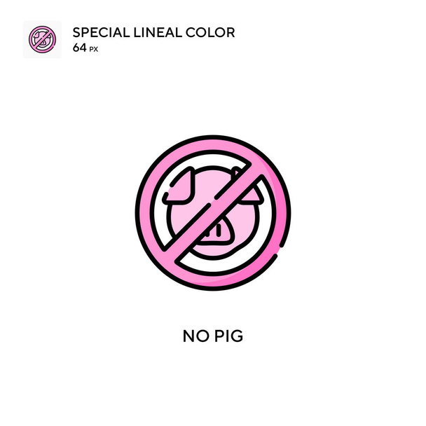 No pig Icono especial de color lineal. Plantilla de diseño de símbolo de ilustración para elemento de interfaz de usuario móvil web. - Vector, Imagen