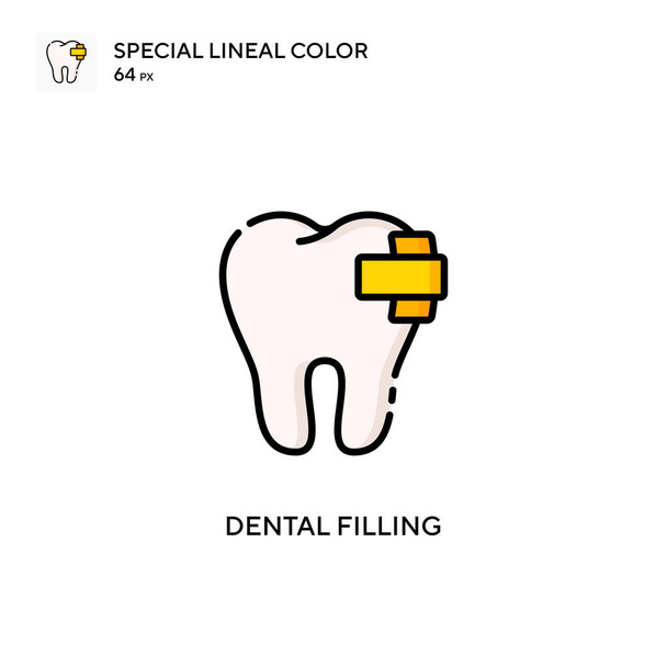 Relleno dental Icono especial de color lineal. Plantilla de diseño de símbolo de ilustración para elemento de interfaz de usuario móvil web. - Vector, imagen
