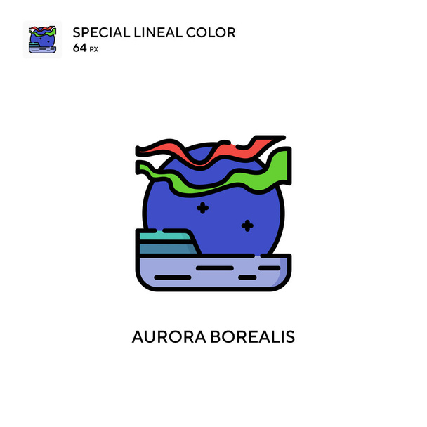 Aurora borealis Erityinen lineaarinen väri kuvake. Kuviomerkin suunnittelumalli web mobiili käyttöliittymä elementti. - Vektori, kuva