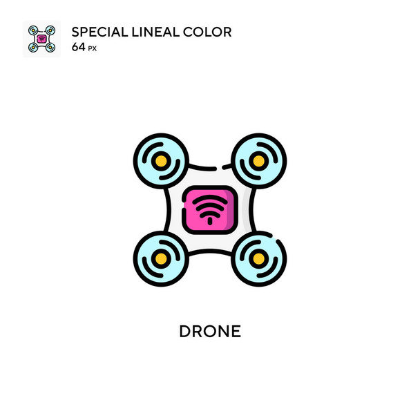 Drone Ειδικό γραμμικό χρώμα εικονίδιο. Πρότυπο σχεδίασης συμβόλων εικονογράφησης για κινητό στοιχείο UI web. - Διάνυσμα, εικόνα