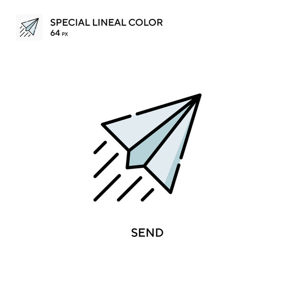 Enviar icono de color lineal especial. Plantilla de diseño de símbolo de ilustración para elemento de interfaz de usuario móvil web. - Vector, Imagen