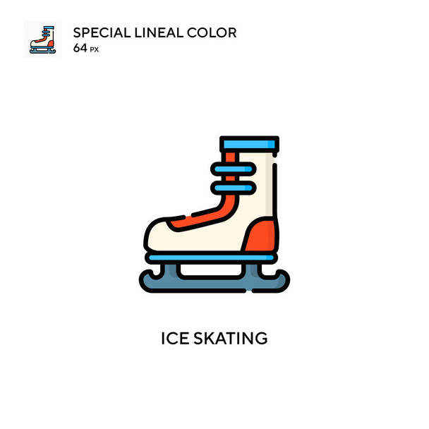 Patinação no gelo Ícone de cor linear especial. Modelo de design de símbolo de ilustração para elemento web mobile UI. - Vetor, Imagem