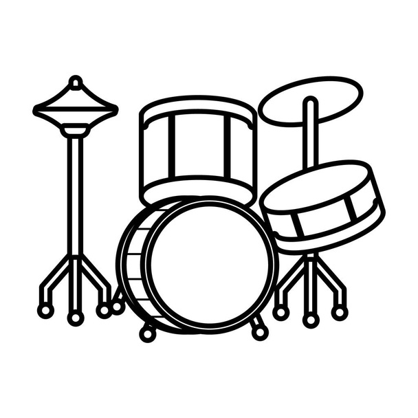 drums muziekinstrument lijn stijl icoon - Vector, afbeelding