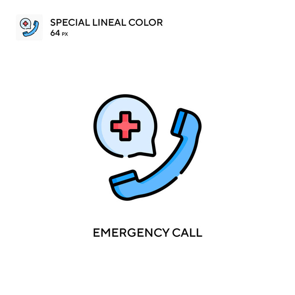 Llamada de emergencia Icono especial de color lineal. Plantilla de diseño de símbolo de ilustración para elemento de interfaz de usuario móvil web. - Vector, Imagen
