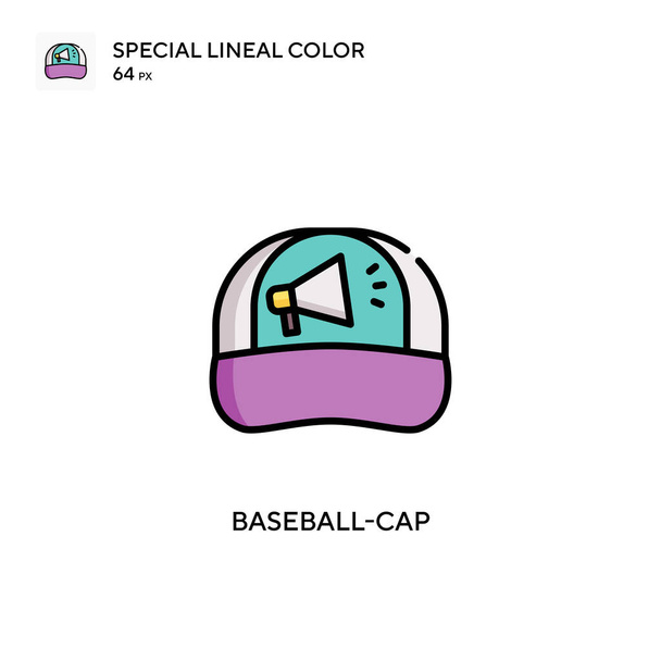 Μπέιζμπολ-καπέλο Ειδική lineal εικονίδιο χρώμα. Πρότυπο σχεδίασης συμβόλων εικονογράφησης για κινητό στοιχείο UI web. - Διάνυσμα, εικόνα