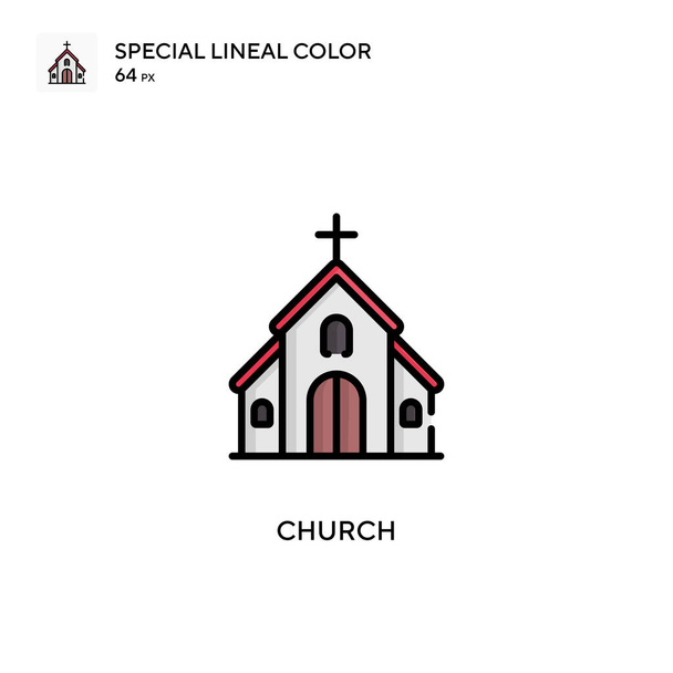 Église Spécial lineal icône de couleur. Modèle de conception de symbole d'illustration pour l'élément d'interface utilisateur mobile Web. - Vecteur, image