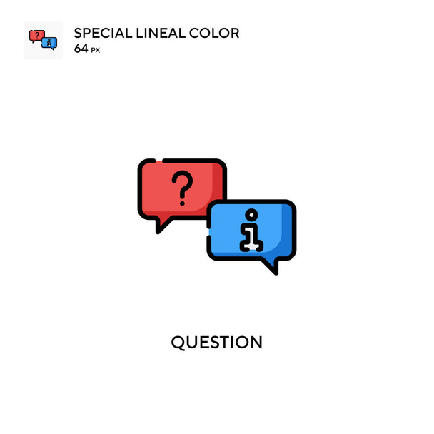 Ερώτηση Ειδική εικόνα χρώματος lineal. Πρότυπο σχεδίασης συμβόλων εικονογράφησης για κινητό στοιχείο UI web. - Διάνυσμα, εικόνα