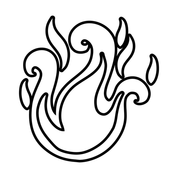 campfire flame line style icon - Vector, Imagen