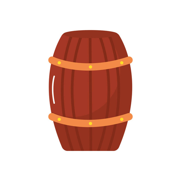 wooden barrel icon, flat style - Vector, Image