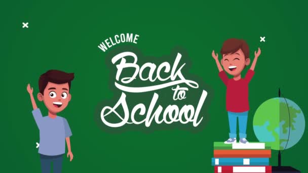 back to school animation with schoolboys - Footage, Video
