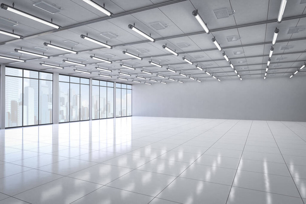 3D vykreslování prázdný pokoj s bílou stěnou a podlahou - Fotografie, Obrázek
