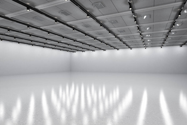 3D візуалізація порожньої кімнати з білою стіною і підлогою
 - Фото, зображення
