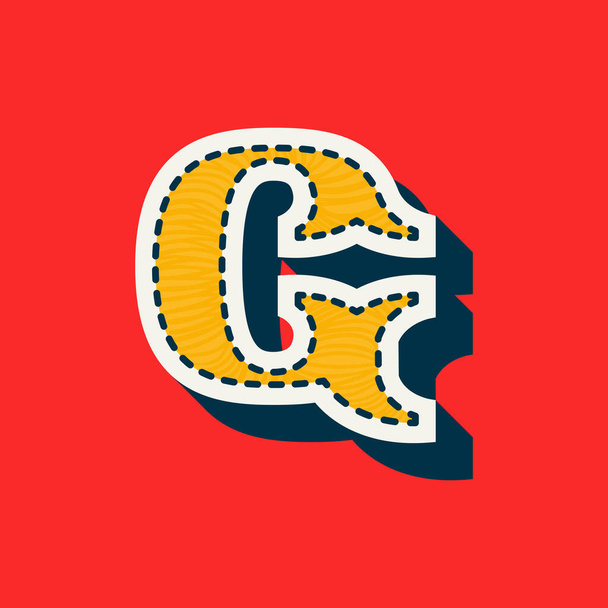 G písmeno sportovní tým logo ve stylu tackle kepru. Vyšívané písmo serif pro univerzitní uniformu, plakáty mistra baseballu a historickou basketbalovou identitu. - Vektor, obrázek