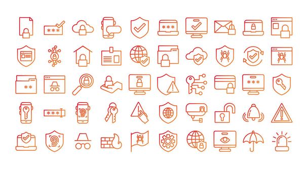 bundle of data security set icons - Vector, Image