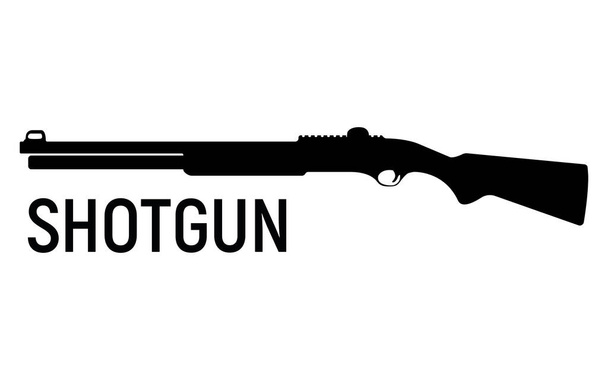 Shotgun silhouette icon personal self defense weapon, concept simple black vector illustration, isolated on white. Carbine powerful hunting rifle firearms, shooting gunshot instrument. - Vector, Image