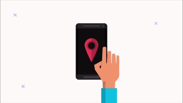 GPS uygulaması olan akıllı telefon kullanan el - Video, Çekim