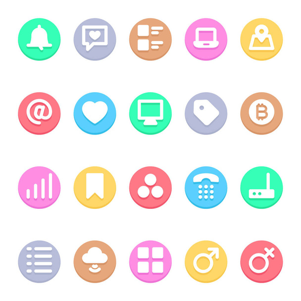 Circle color glyph icons for social media. - ベクター画像