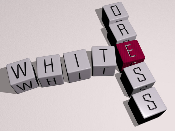 robe blanche mot croisé par dés cubes lettres, illustration 3D - Photo, image