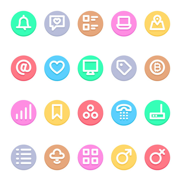 Circle color outline icons for social media. - Vektor, obrázek