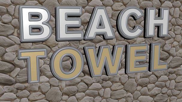 beach towel text on textured wall, 3D illustration - Photo, Image