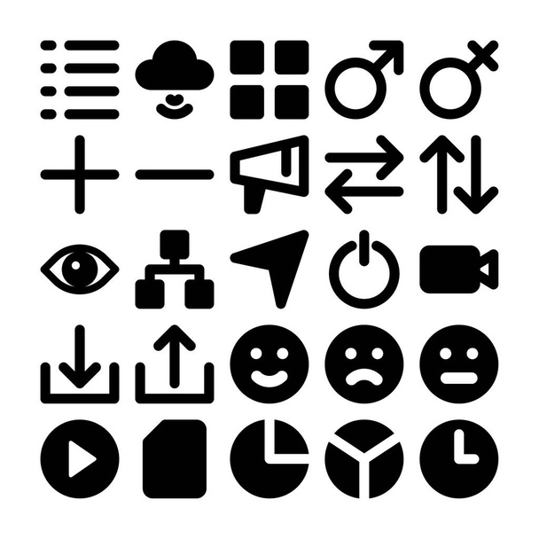 Black glyph icons for social media. - Vecteur, image