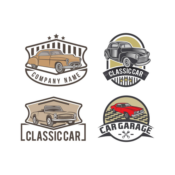 Set of retro car emblems, icons isolated on white background. Garage and service car repair.EPS 10 - Vetor, Imagem