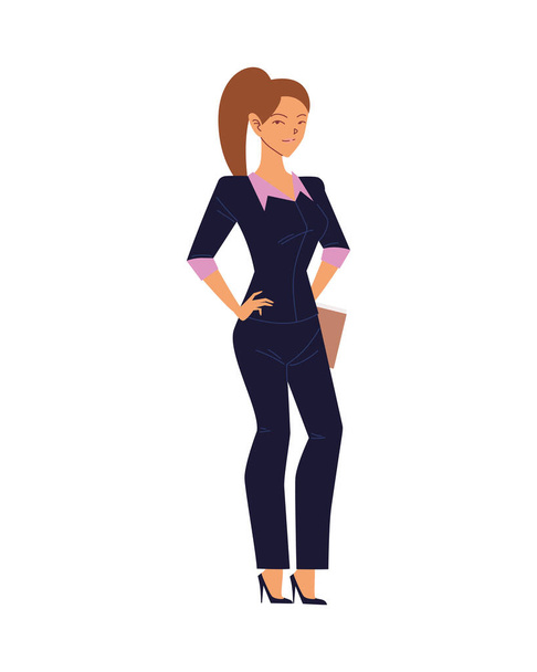 business woman cartoon with file vector design - Вектор,изображение