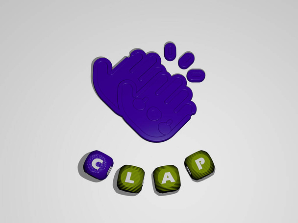 CLAP text around the 3D icon, 3D illustration - Photo, Image