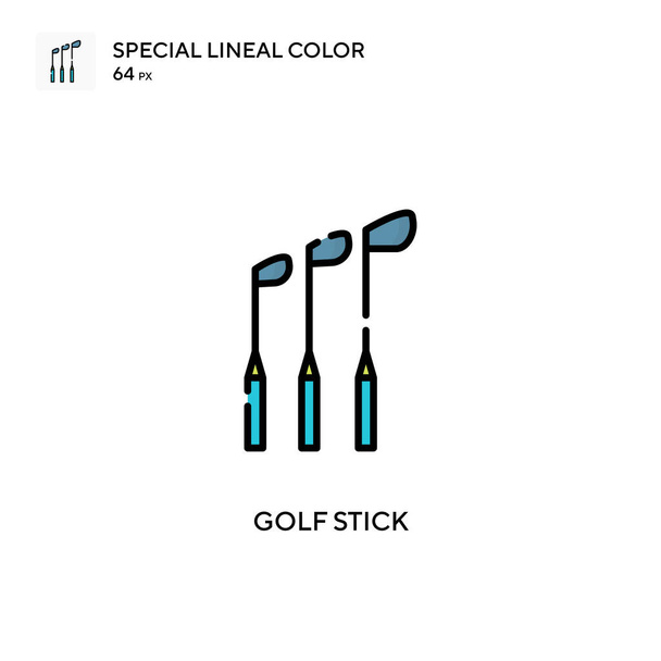 ゴルフスティック特別な直線色のアイコン。WebモバイルUI要素のイラストシンボルデザインテンプレート. - ベクター画像