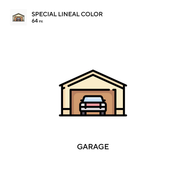 Garaje Icono especial de color lineal. Plantilla de diseño de símbolo de ilustración para elemento de interfaz de usuario móvil web. - Vector, Imagen