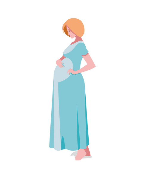 sarışın hamile kadın çizgi film vektör tasarımı - Vektör, Görsel