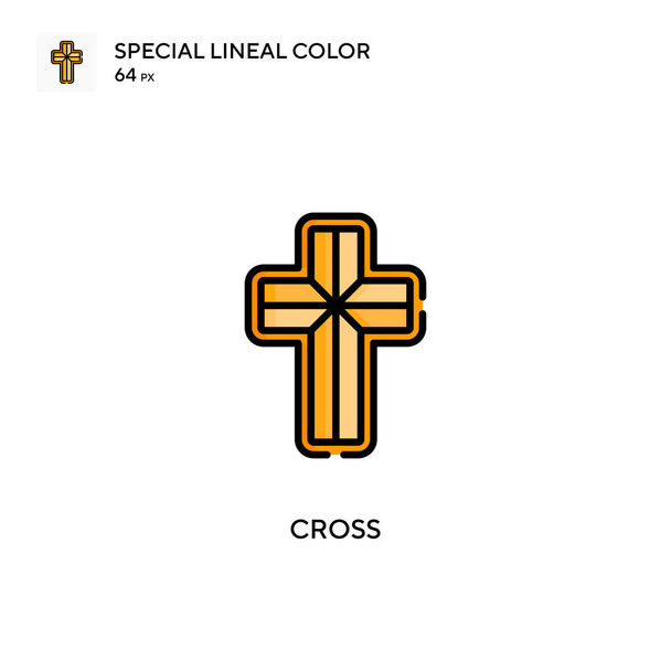 Kereszt speciális lineáris szín ikon. Illusztráció szimbólum design sablon web mobil UI elem. - Vektor, kép