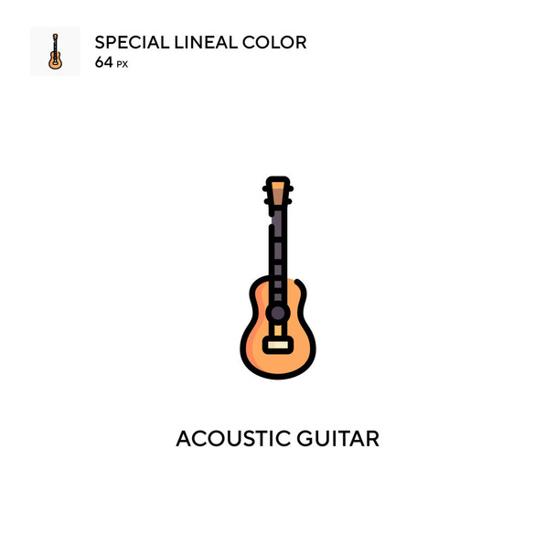 アコースティックギタースペシャルラインカラーアイコン。WebモバイルUI要素のイラストシンボルデザインテンプレート. - ベクター画像