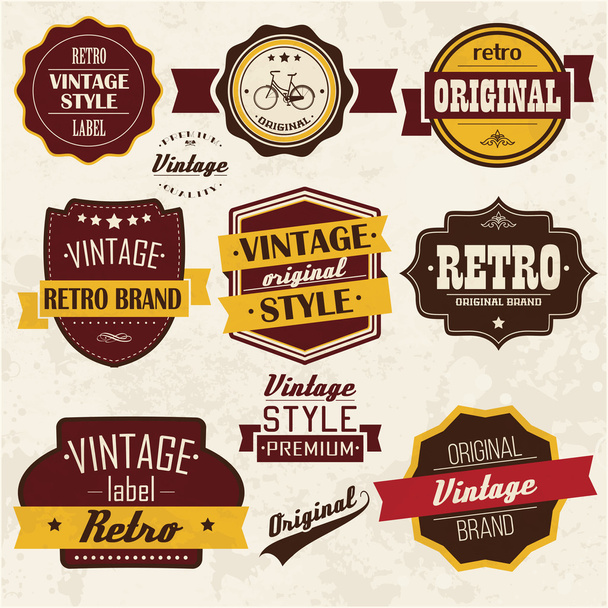 Collection of vintage retro labels - Vector, Image