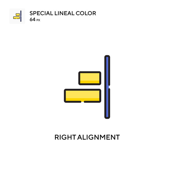 Alignement à droite Icône spéciale de couleur linéaire. Modèle de conception de symbole d'illustration pour l'élément d'interface utilisateur mobile Web. - Vecteur, image