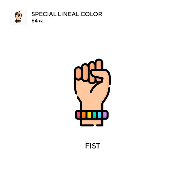Fist特殊線色アイコン。WebモバイルUI要素のイラストシンボルデザインテンプレート. - ベクター画像
