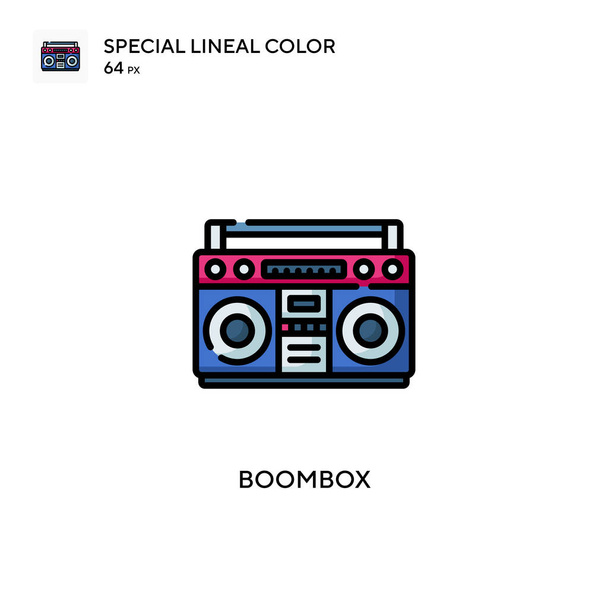 Boombox特殊線色アイコン。WebモバイルUI要素のイラストシンボルデザインテンプレート. - ベクター画像