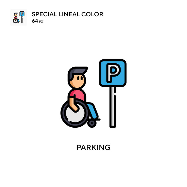 Parcheggio Speciale icona a colori lineari. Modello di disegno simbolo illustrazione per elemento web mobile UI. - Vettoriali, immagini