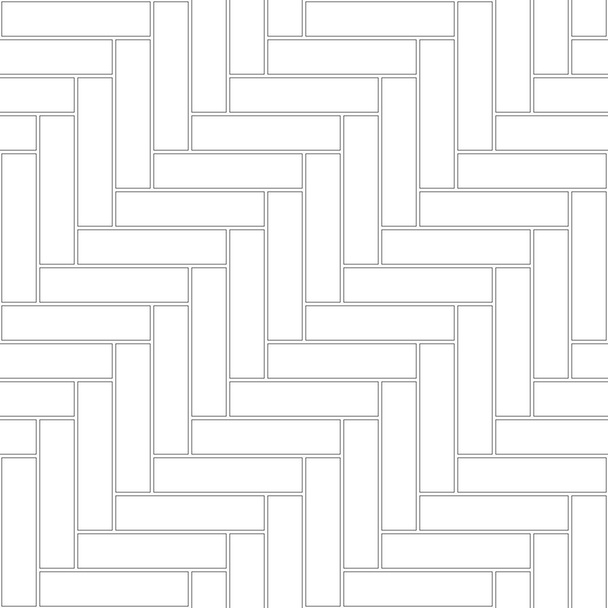 Brickwork texture seamless pattern. Simple appearance of Stretcher brick bond. Zigzag masonry design. Seamless monochrome vector illustration. - Vector, Image