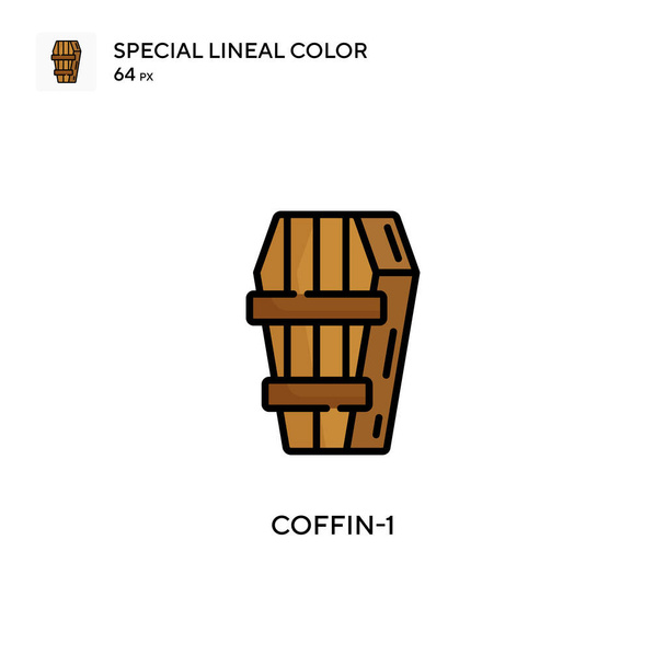 コフィン-1特殊線色アイコン。WebモバイルUI要素のイラストシンボルデザインテンプレート. - ベクター画像