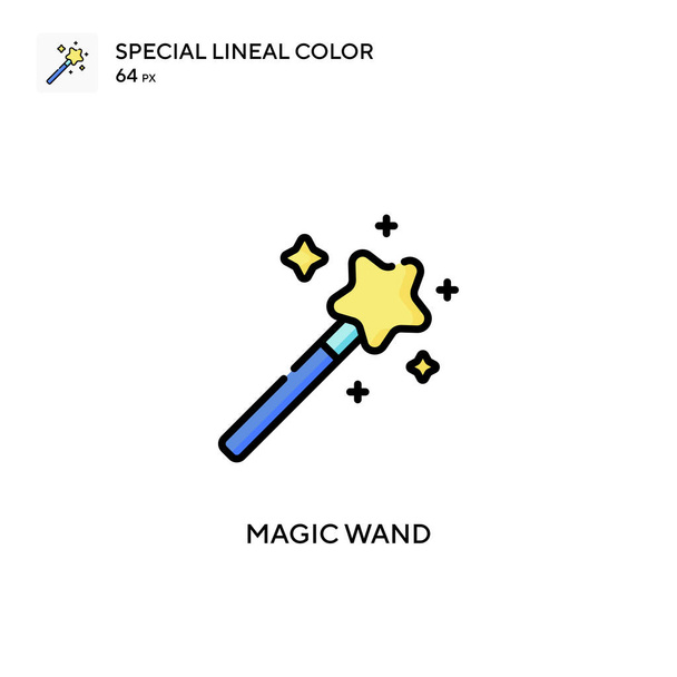Bacchetta magica Speciale icona a colori lineare. Modello di disegno simbolo illustrazione per elemento web mobile UI. - Vettoriali, immagini