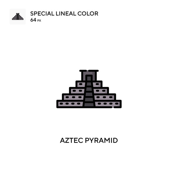 Aztec pyramidi Erityinen lineaarinen väri kuvake. Kuviomerkin suunnittelumalli web mobiili käyttöliittymä elementti. - Vektori, kuva