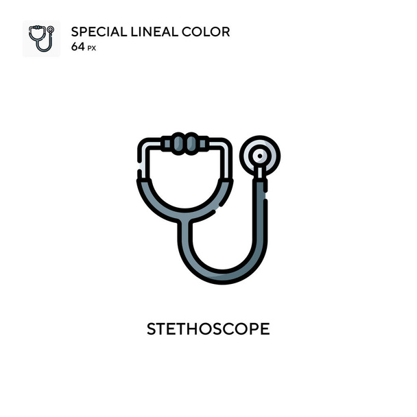 Stetoskop özel renk simgesi. Web mobil UI ögesi için resimleme sembolü tasarım şablonu. - Vektör, Görsel