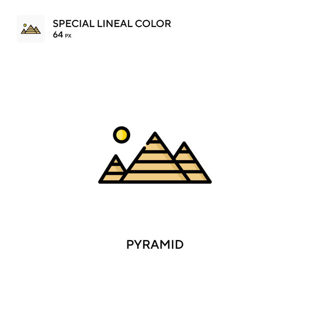 Pirámide Icono especial de color lineal. Plantilla de diseño de símbolo de ilustración para elemento de interfaz de usuario móvil web. - Vector, Imagen